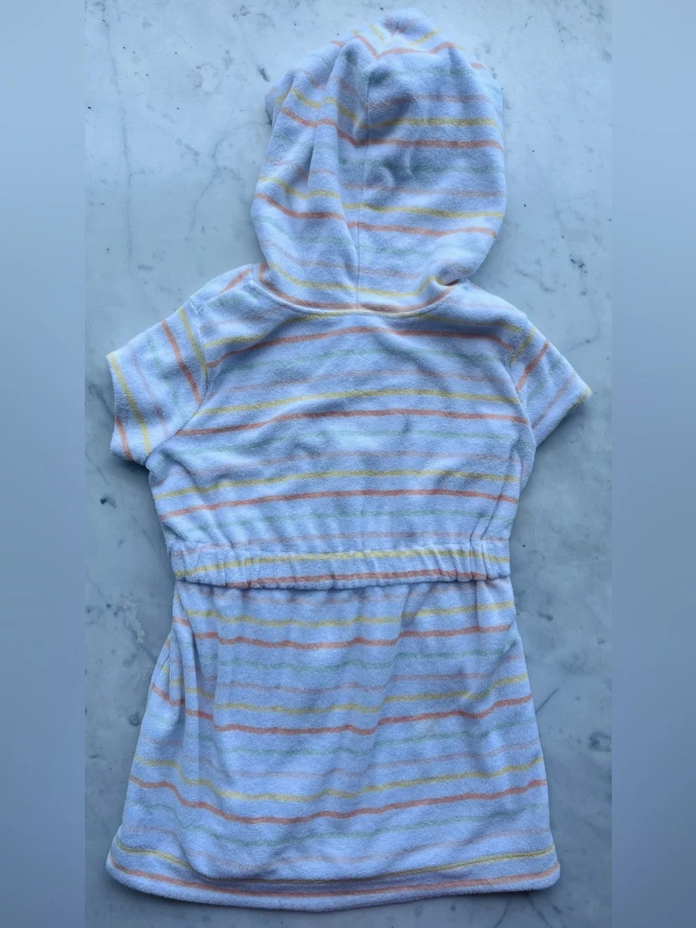 Carters Girls 3T Pastel Striped Hooded Short Sleeve Swim Cover-Up